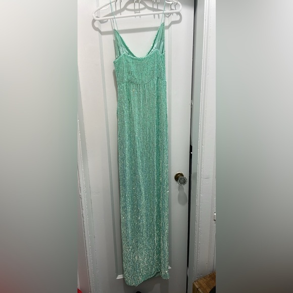 Retrofete dress, sequin, mint colour, high slit, worn once, size xs - Picture 2 of 3